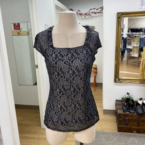 Melanie Lyne metallic lace top NWT S