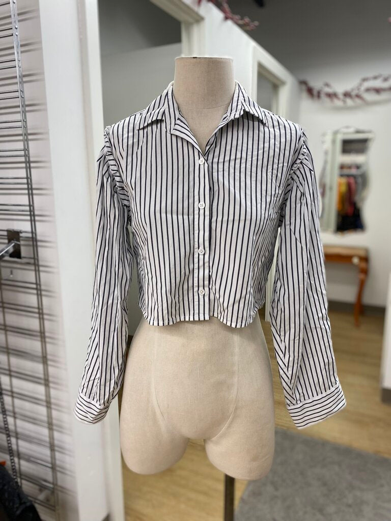 Club Monaco puff sleeve cropped top XS