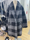 Roots plaid wool blend coat L