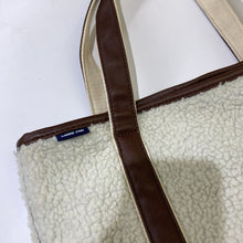 Load image into Gallery viewer, Lands End faux shearling/pleather tote
