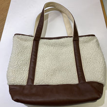Load image into Gallery viewer, Lands End faux shearling/pleather tote
