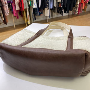 Lands End faux shearling/pleather tote