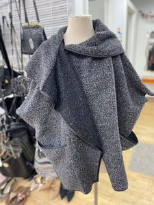 Red Coral wool/blend cape O/S