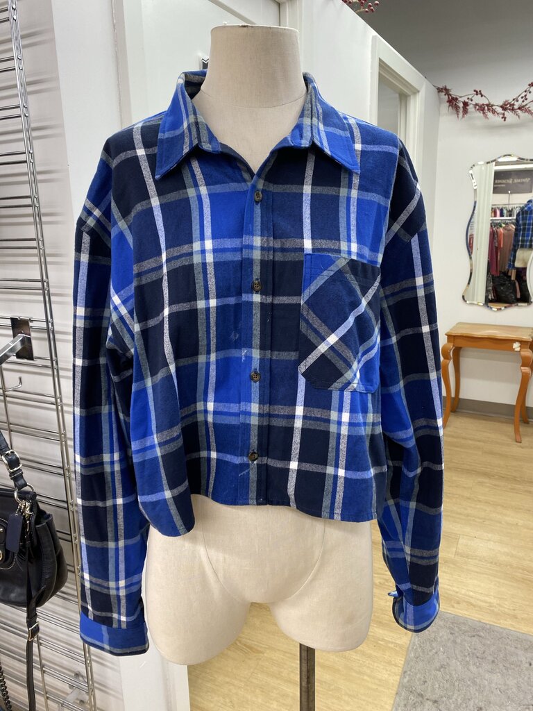TNA plaid cropped shirt L