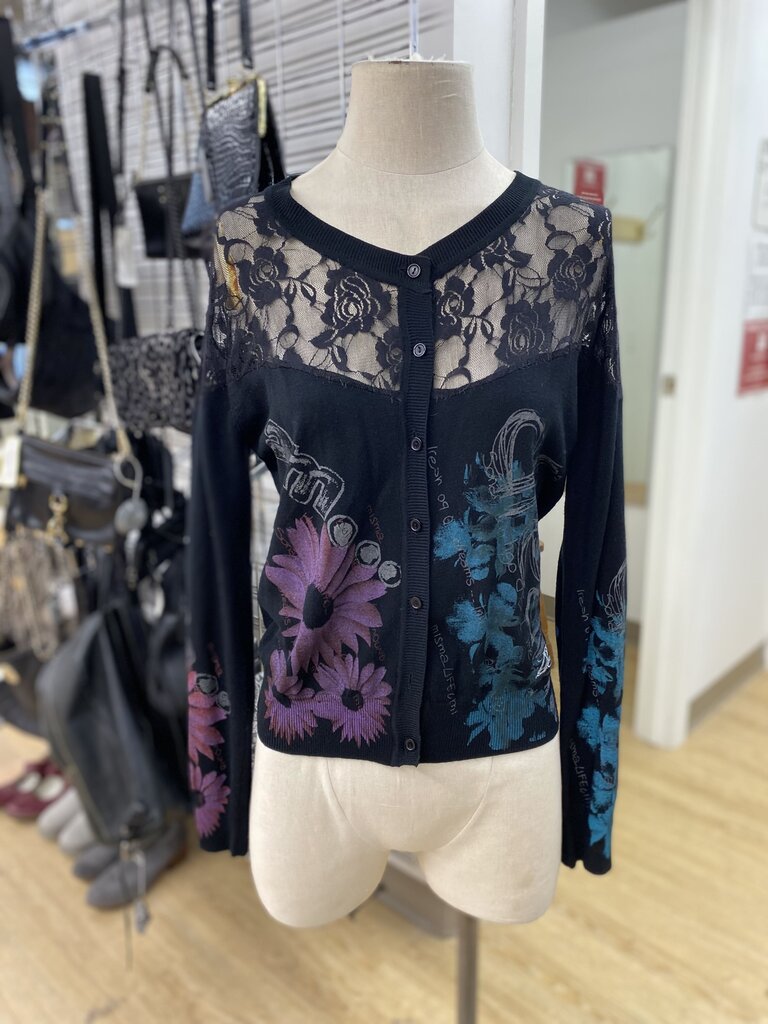 Desigual lace detail cardi S