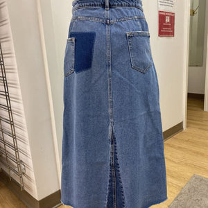 Zara multi denim midi skirt M