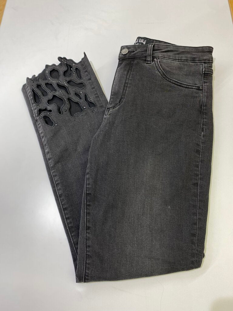 Joseph Ribkoff rhinestone/cut outs detail jeans 10