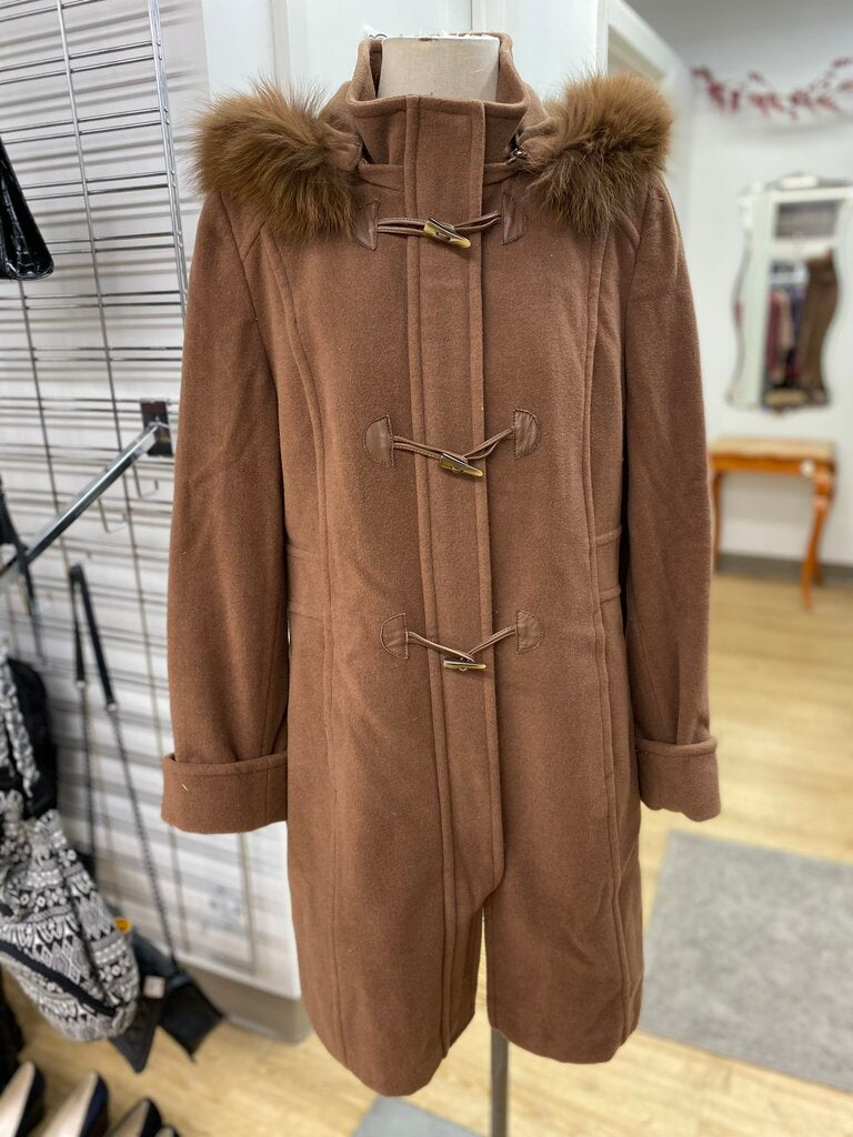 Utex fox fur trim wool/cashmere/blend coat 12