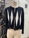 Marble fringe edge sweater M NWT
