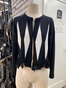 Marble fringe edge sweater M NWT