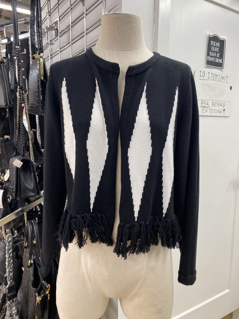 Marble fringe edge sweater M NWT