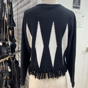 Marble fringe edge sweater M NWT