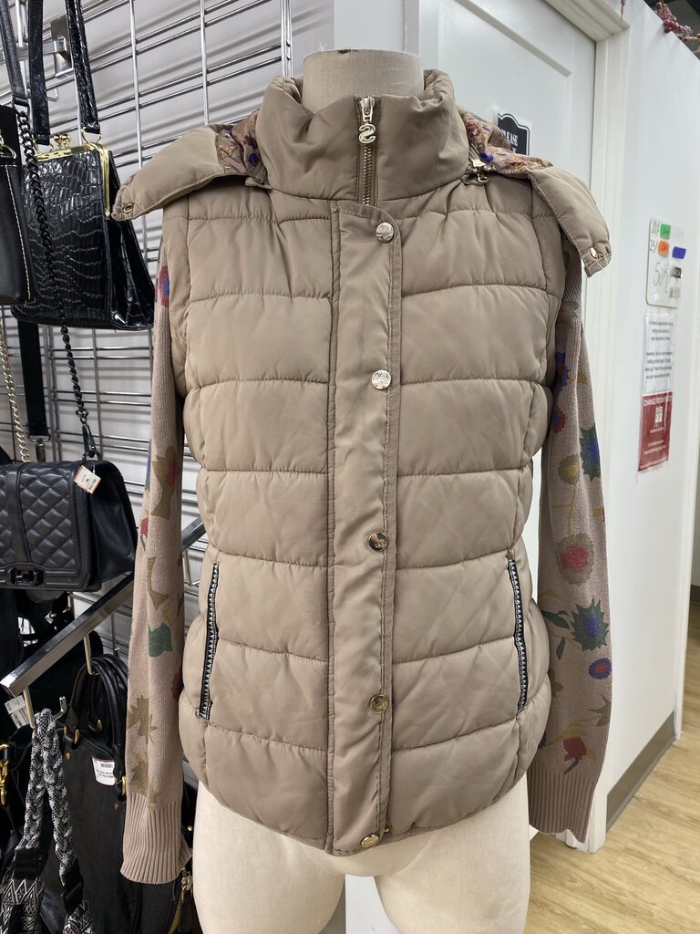 Desigual zip out knit sleeves quilted jacket/vest 38
