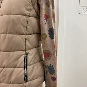 Desigual zip out knit sleeves quilted jacket/vest 38