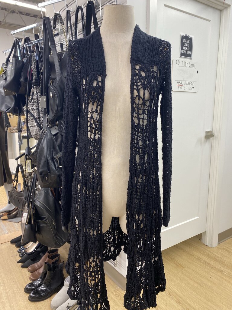 Free People open knit long cardi S