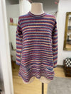 Pink blue stripes wool sweater M