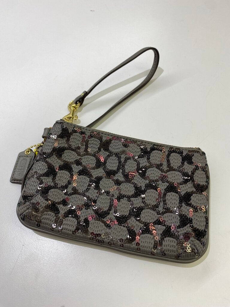 Coach sequin logo wristlet