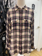 Load image into Gallery viewer, Equipment plaid silk top M
