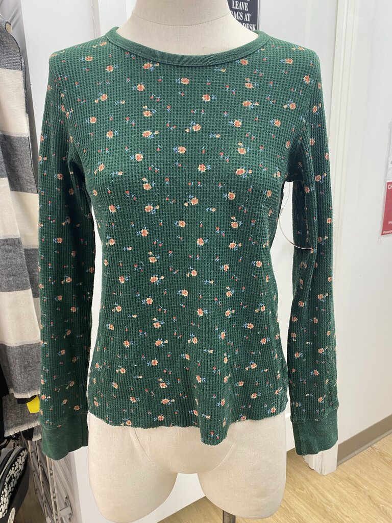 American Eagle floral waffle top M