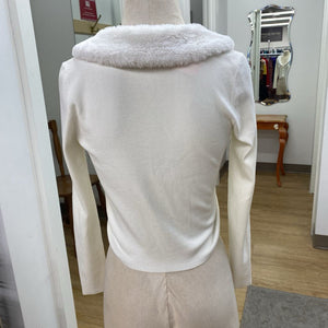 Sunday Best faux fur trim cardi S