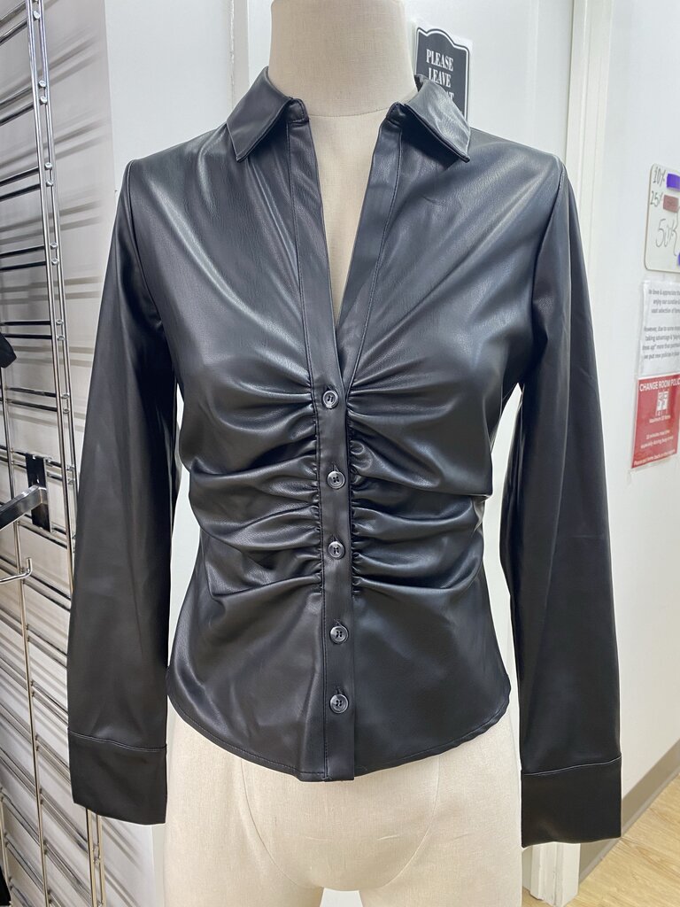 Open Edit pleather top XS