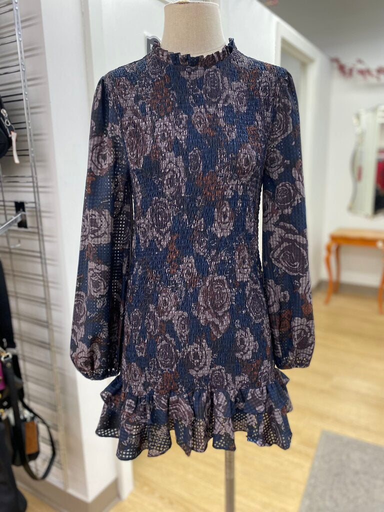 Zara floral smocked dress L