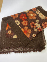 Load image into Gallery viewer, Brown flower knit scarf
