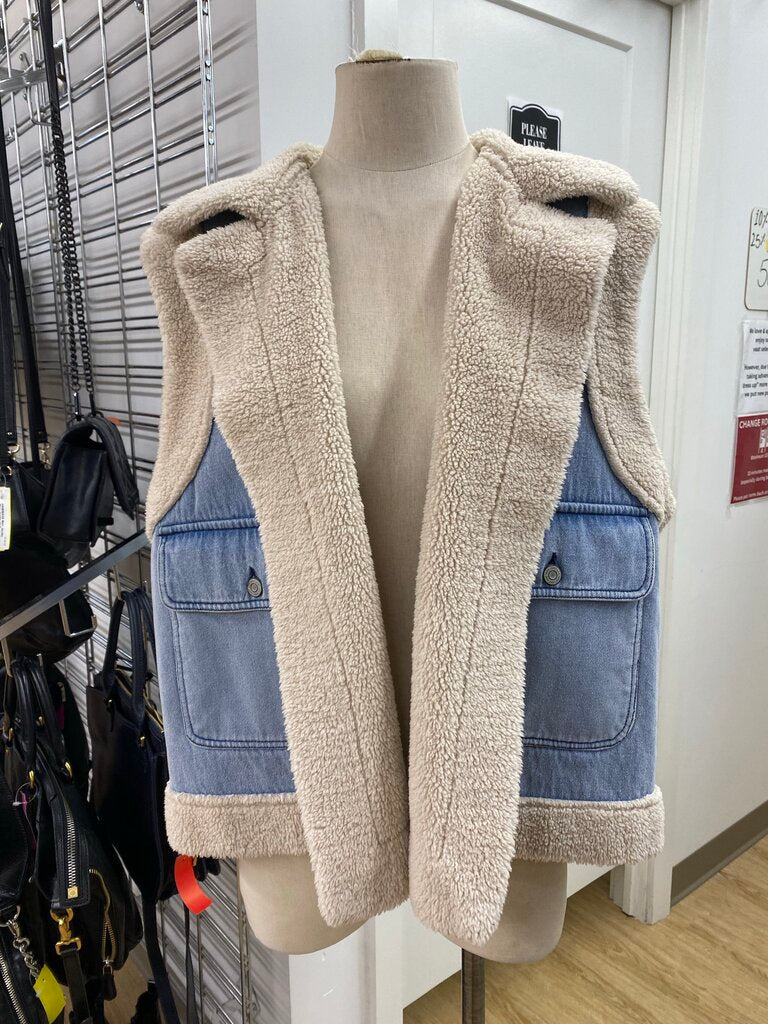 Oat Denim faux shearling vest XL