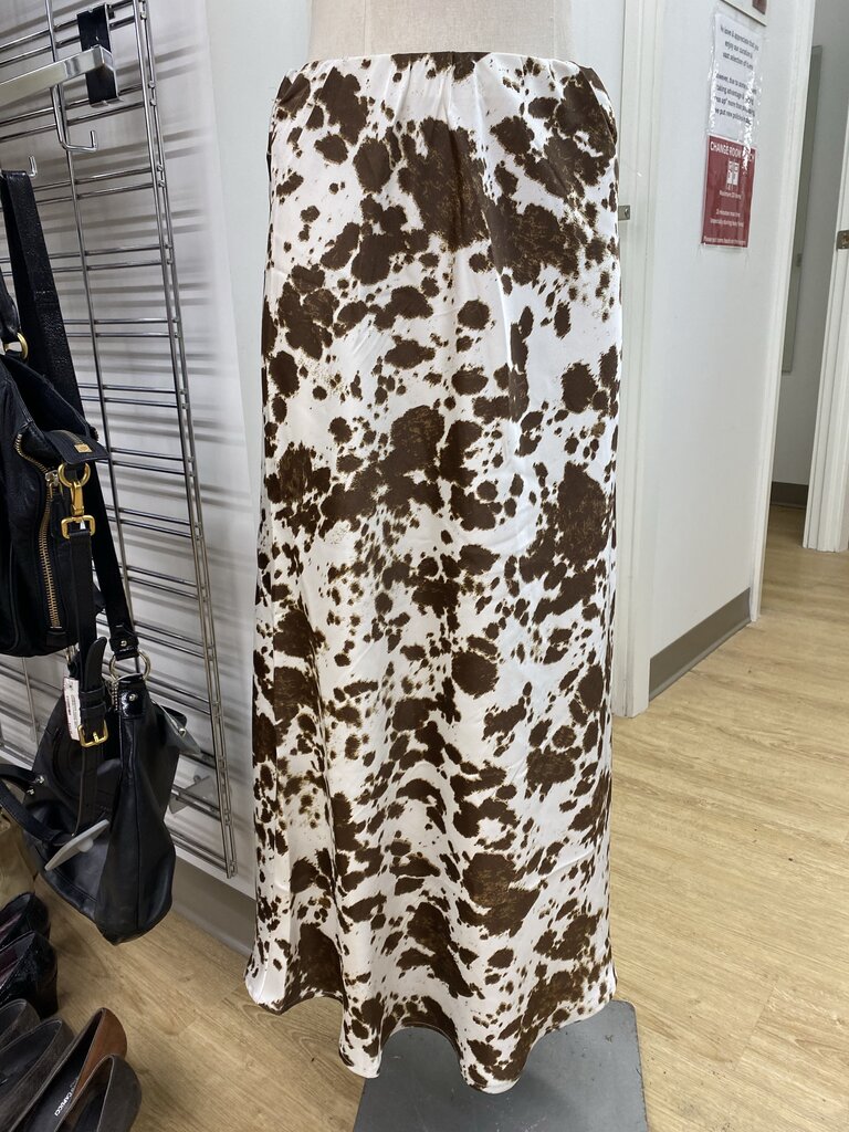 Japna cowhide print satin skirt NWT M