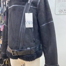 Load image into Gallery viewer, Zara faux shearling moto jacket NWT L
