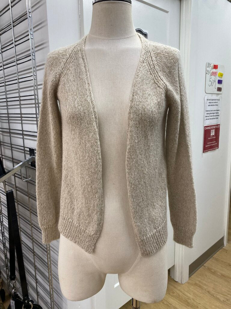 Massimo Dutti metallic/mohair/blend open cardi XS