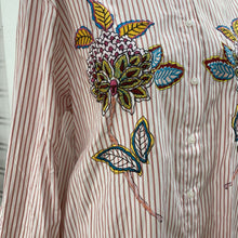 Load image into Gallery viewer, Desigual embroidered striped button up M
