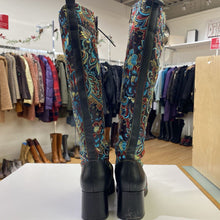Load image into Gallery viewer, L'Artiste leather/embroidered satin tall boots 37
