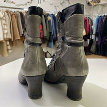 Load image into Gallery viewer, Gold Button leather lace up booties 37
