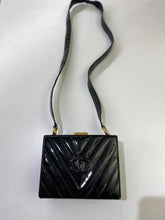 Load image into Gallery viewer, Chanel patent v-stitch box shoulder bag
