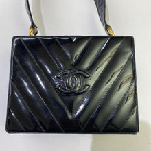 Load image into Gallery viewer, Chanel patent v-stitch box shoulder bag
