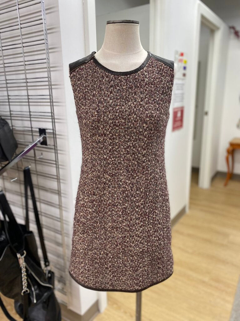 Stills leather detail wool/blend dress 34