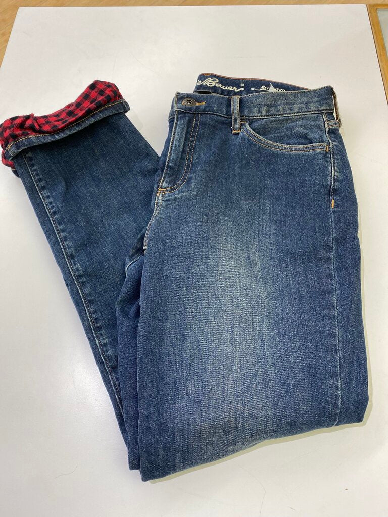 Eddie Bauer Boyfriend gingham lined jeans 4