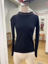 Load image into Gallery viewer, Linea Domani jeweled collar light sweater M

