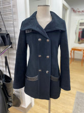 Load image into Gallery viewer, Mackage leather detail wool/cashmere coat S
