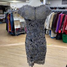Load image into Gallery viewer, Tadashi Shoji metallic lace overlay dress 2
