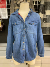 Load image into Gallery viewer, LL Bean plaid lined denim top M
