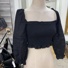 Load image into Gallery viewer, Wilfred puff sleeve smocked cropped top M
