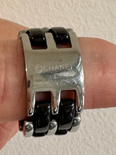 Load image into Gallery viewer, Chanel Ultra Large white gold/black ceramic link ring T52 *No box
