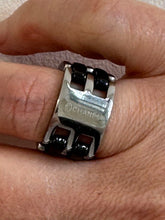 Load image into Gallery viewer, Chanel Ultra Large white gold/black ceramic link ring T52 *No box
