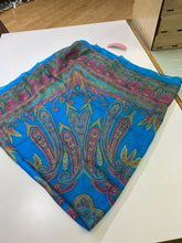 Load image into Gallery viewer, Blue silk paisley scarf
