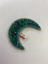 Load image into Gallery viewer, Beaded crescent moon brooch
