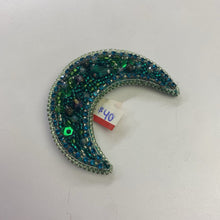 Load image into Gallery viewer, Beaded crescent moon brooch
