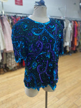 Load image into Gallery viewer, Laurence Kazar vintage silk/sequins top 2X *As Is
