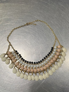 Pink beige layered necklace
